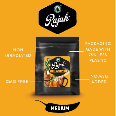 Robertsons Medium Rajah Curry Powder (Pouch) 800 g - Rajah Medium’s blend of herbs and spices delivers the flavour, aroma and colour my guests love.